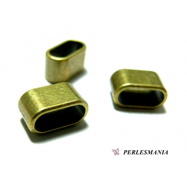10 pendentifs perles intercalaires 2A8817 slide rectangle Bronze - Photo n°1