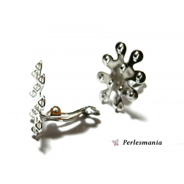 Apprêt et perles: Très originales 1 paire de Boucle d'oreille clips argent platine 23594 - Photo n°1