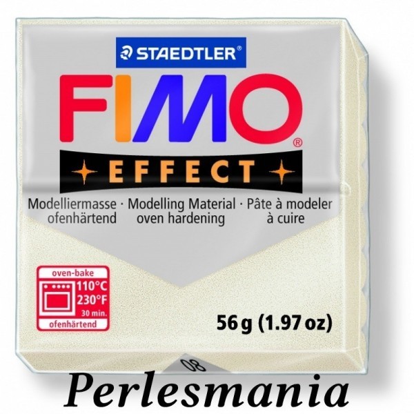 1 pain 56g pate polymère FIMO EFFECT Blanc effet Metallique 8020-08 - Photo n°1