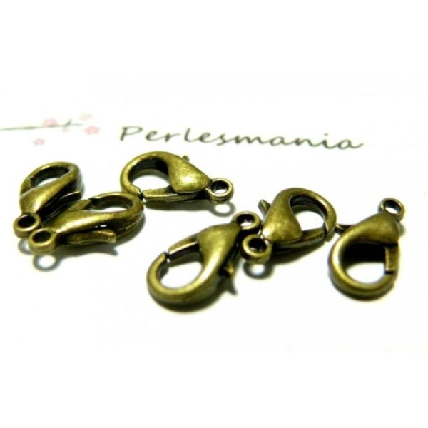 20 Fermoirs mousquetons 10mm bronze Fournitures pour création de bijoux - Photo n°1