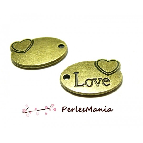 10 pendentifs coeur love bronze 2D4906 accessoires pour bijoux - Photo n°1