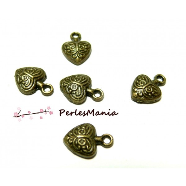 10 pendentifs mignons petits coeurs bronze OB2917 accessoires pour bijoux - Photo n°1
