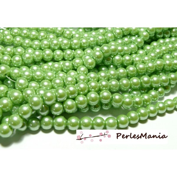 30 perles de verre nacré VERT PISTACHE 8mm 2O5505 fournitures pour bijoux - Photo n°1