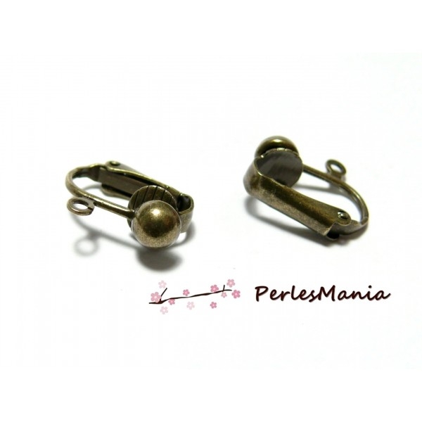 10 supports de Boucles d'oreille clips Bronze avec attache P491 pour création de bijoux - Photo n°1