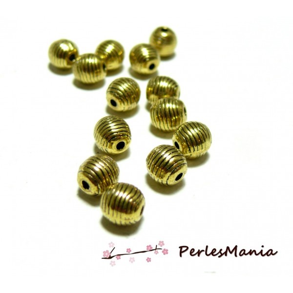 10 perles intercalaires en 6mm H6662 Vieil or style rayures - Photo n°1