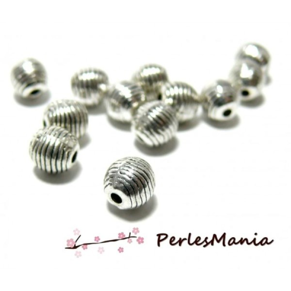 10 Perles intercalaire rayures horizontale Vieil argent ref43 - Photo n°1