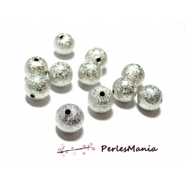10 perles intercalaires 3F505 stardust 8mm ARGENT VIF - Photo n°1