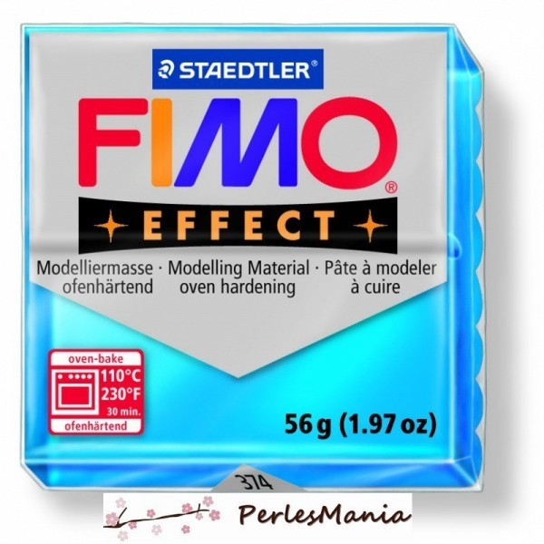1 pain 56g pate polymère FIMO EFFECT BLEU TRANSPARENT 8020-374 - Photo n°1