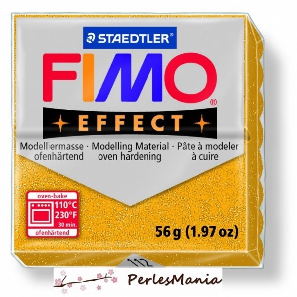 1 pain 56g pate polymère FIMO EFFECT OR PAILLETTE 8020-112 - Photo n°1