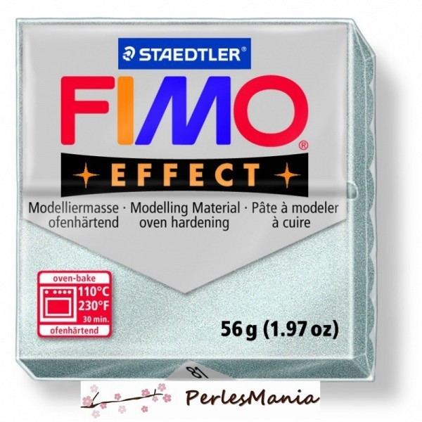 1 pain 56g pate polymère FIMO EFFECT ARGENT METALLISE 8020-81 - Photo n°1