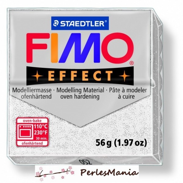 1 pain 56g pate polymère FIMO EFFECT BLANC PAILLETTE 8020-052 - Photo n°1