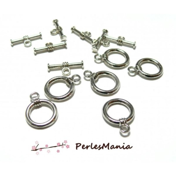 10 Sets fermoirs 2W6135 toggle ARGENT PLATINE travaillés - Photo n°1