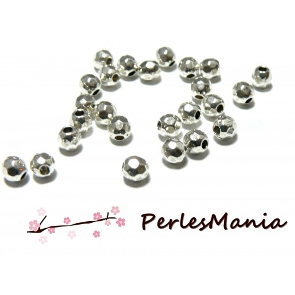 100 pendentifs perles intercalaire RONDS FACETE 3.5mm ZN61356 VIEIL ARGENT breloques DIY - Photo n°1