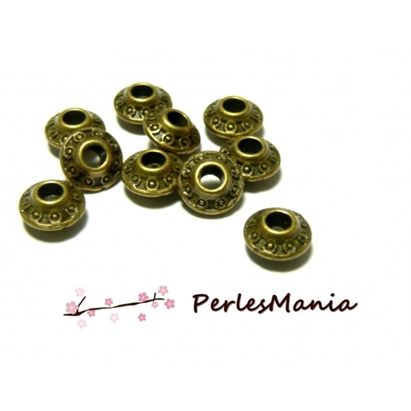 100 pendentifs perles intercalaire TOUPIE ETHNIQUE 6.5mm H725 BRONZE DIY - Photo n°1