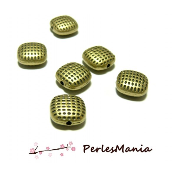 10 perles intercalaire carre petit trous 10mm H46353 BRONZE breloques DIY - Photo n°1