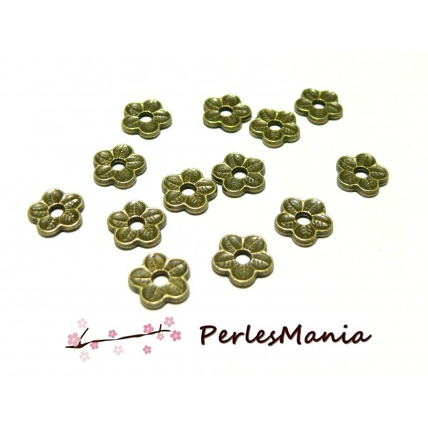 100 perles intercalaire style fleur 10mm 2Y6840 BRONZE, DIY - Photo n°1