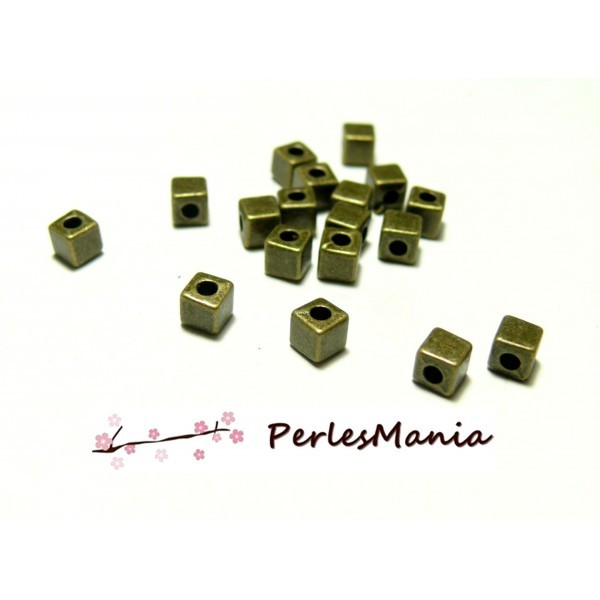 100 perles intercalaire petits cube 4mm P103390 BRONZE, DIY - Photo n°1