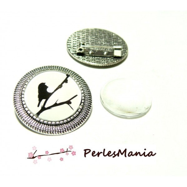 20 pièces: 10 support broche ARTY Triple Rond ref 242 ARGENT 20MM et 10 cabochons - Photo n°1