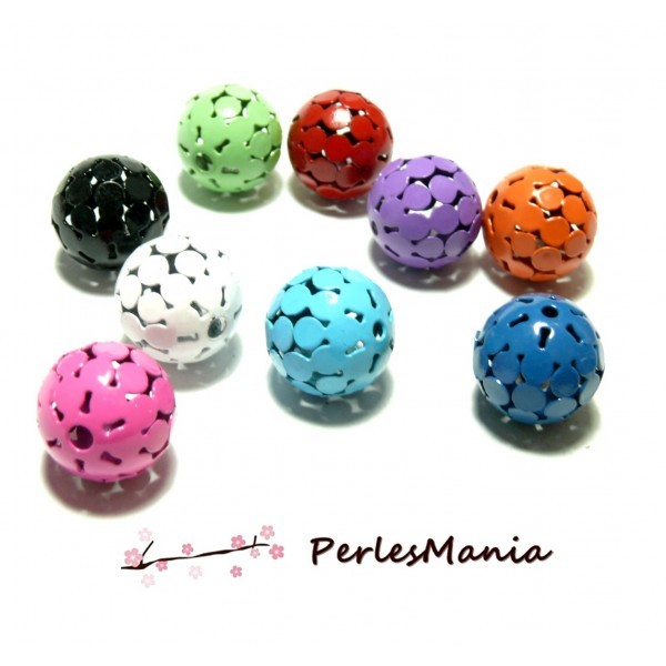 10 pendentifs perles intercalaire Ronds ajourés 60' smulticolore 14mm ref165 DIY - Photo n°1