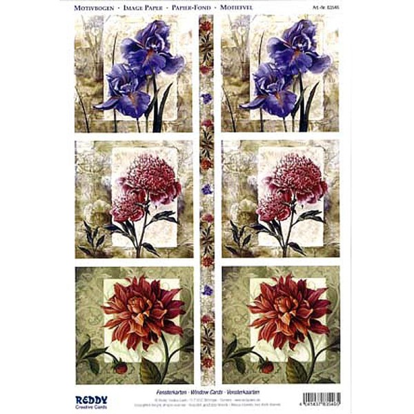 Carte 3D prédécoupée - Fleurs devant cadre 21 x 29,7 cm - Photo n°1