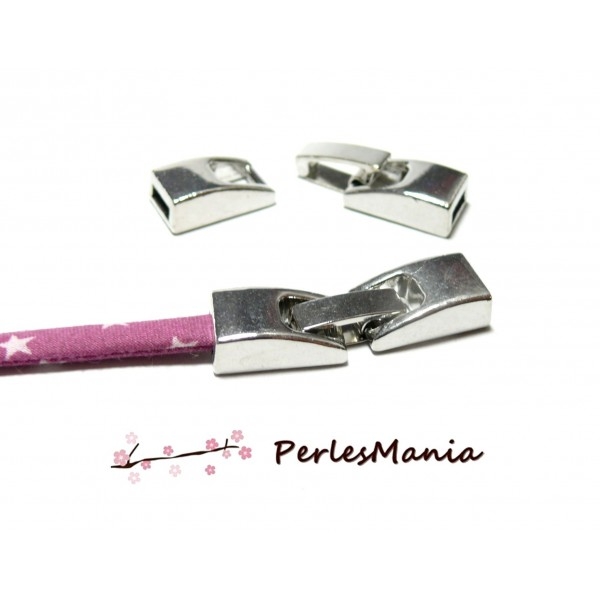 1 SET Fermoir clip pour cordon plat à coller ARGENT PLATINE 6MM Ref49525, DIY - Photo n°1
