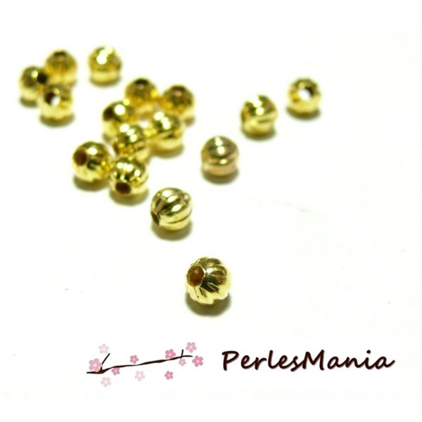 100 perles intercalaire ronde STRIES 3.5MM REF15 DORE, DIY - Photo n°1