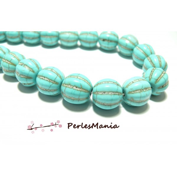 10 perles Ovales Imitation Turquoise style POTIRON 12mm, DIY - Photo n°1