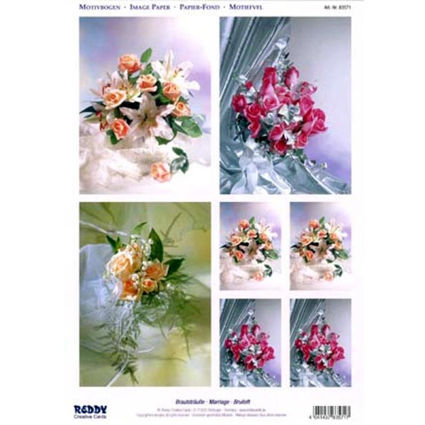 Carte 3D prédécoupée - Bouquets mariage 21 x 29,7 cm - Photo n°1