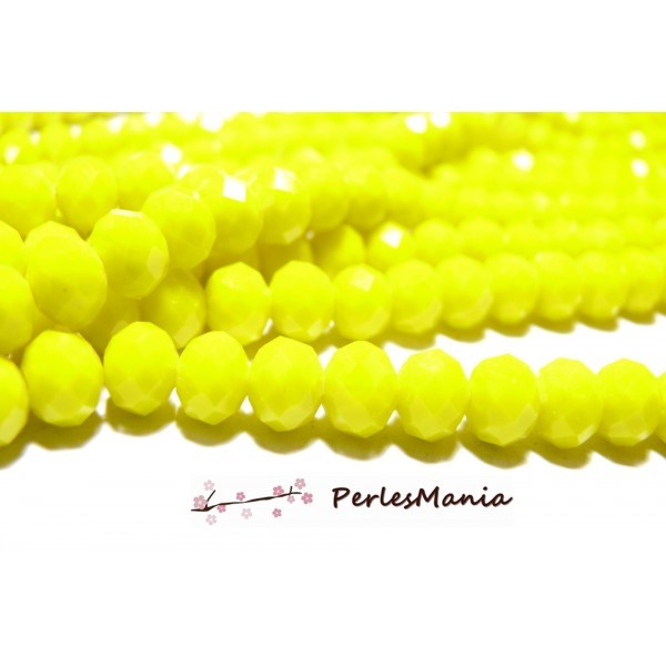 1 fil d'environ 135 perles Rondelles Verre Facettée JAUNE 4 par 3mm Couleur 11 - Photo n°1