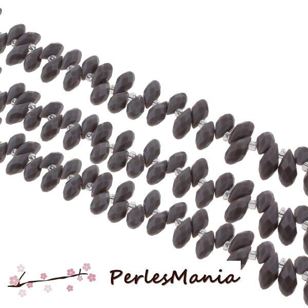 10 perles GOUTTE Verre Facettée 6 par 13 mm Couleur GRIS - Photo n°1