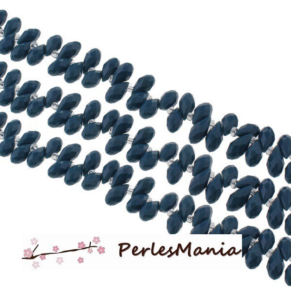10 perles GOUTTE Verre Facettée 6 par 13 mm Couleur BLEU CANARD - Photo n°1