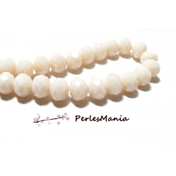 10 perles Rondelles Verre Facettée IVOIRE ROSE 10 par 8mm Couleur 14 - Photo n°1