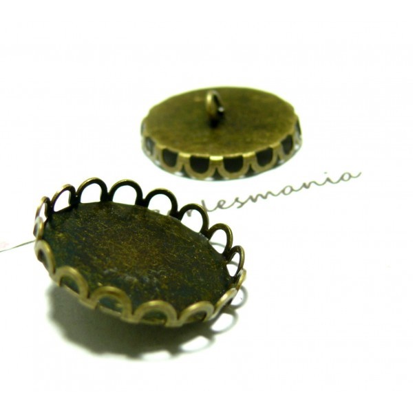 10 supports Boutons A COUDRE ROND VAGUE 20mm BRONZE, DIY - Photo n°1