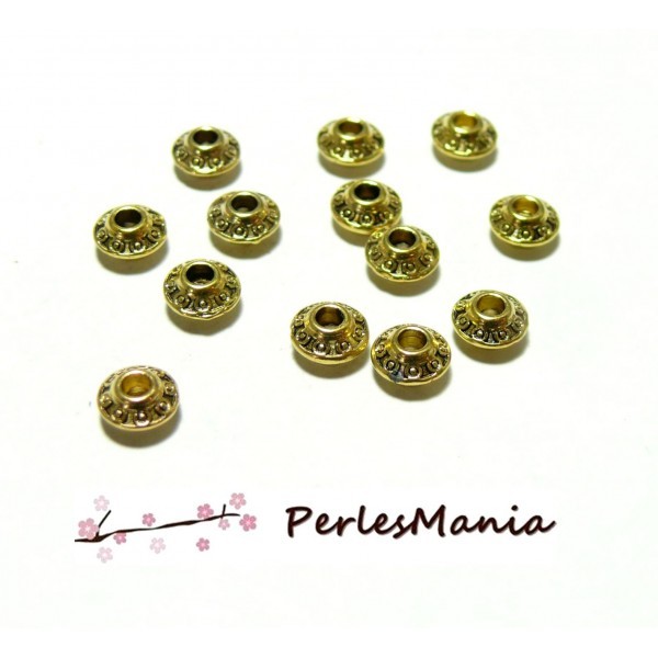 100 perles intercalaire TOUPIE ETHNIQUE 6.5mm H725 VIEIL OR DIY - Photo n°1