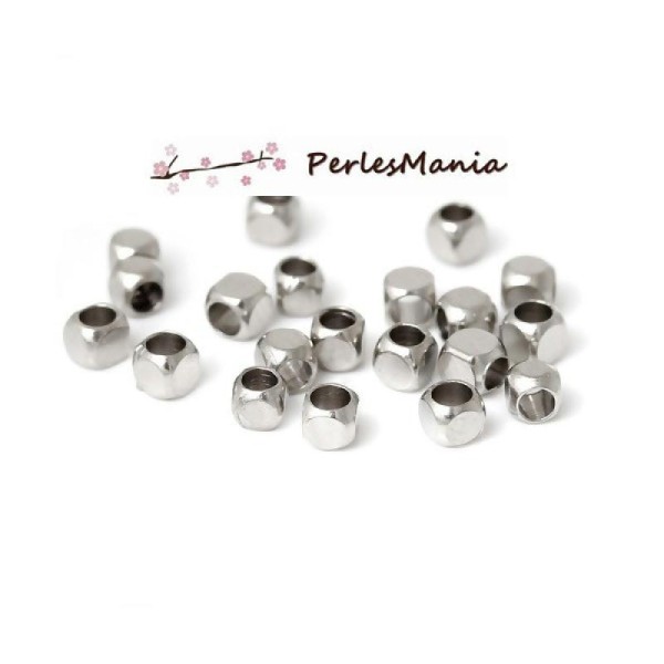 100 Perles intercalaire CUBE ARRONDI 2,5mm qualité ARGENT PLATINE S1153137, DIY - Photo n°1
