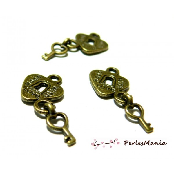 10 cadenas coeur made with love P1088 Bronze fournitures pour bijoux - Photo n°1