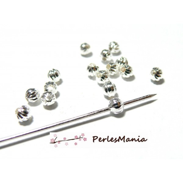 100 perles 2D8569 intercalaires 4 mm striées ARGENT VIF pour bijoux - Photo n°1