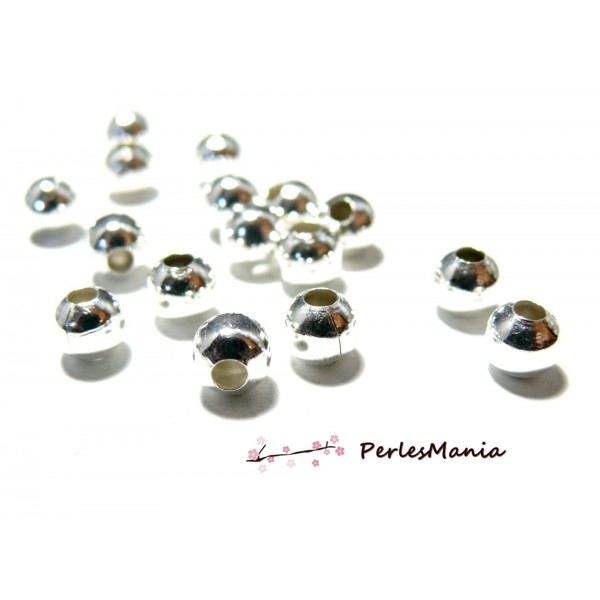 100 perles intercalaires 4 mm 2N6320 argent vif pour création de bijoux - Photo n°1