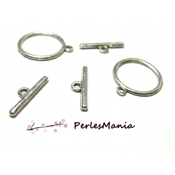 4 sets fermoirs T 2D2355 GRAND toggle VIEIL ARGENT , DIY - Photo n°1