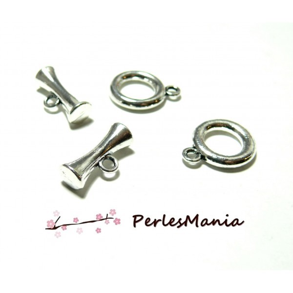 PAX: 20 sets fermoirs T 2D2128 GRAND toggle ARGENT VIF , DIY - Photo n°1