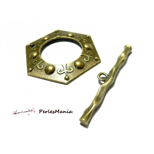 PAX: 10 sets TRES GRANDS fermoirs T 2K8463 toggle ETHNIQUE BRONZE , DIY - Photo n°1