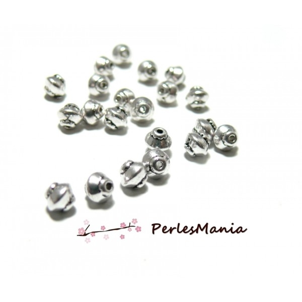 100 perles METAL intercalaires BICONES 5 par 4.5mm ARGENT VIEILLI, H11256 - Photo n°1