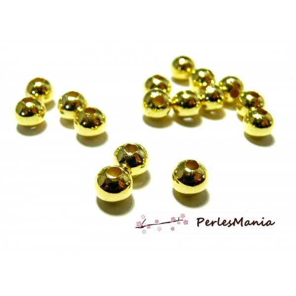 100 perles METAL intercalaires rondes lisse 4mm DORE, DIY - Photo n°1