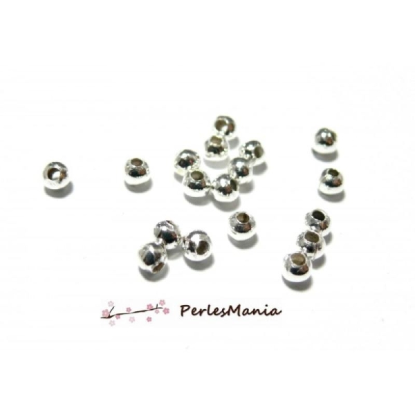 100 Perles METAL intercalaires rondes lisse 4mm ARGENT PLATINE, DIY - Photo n°1