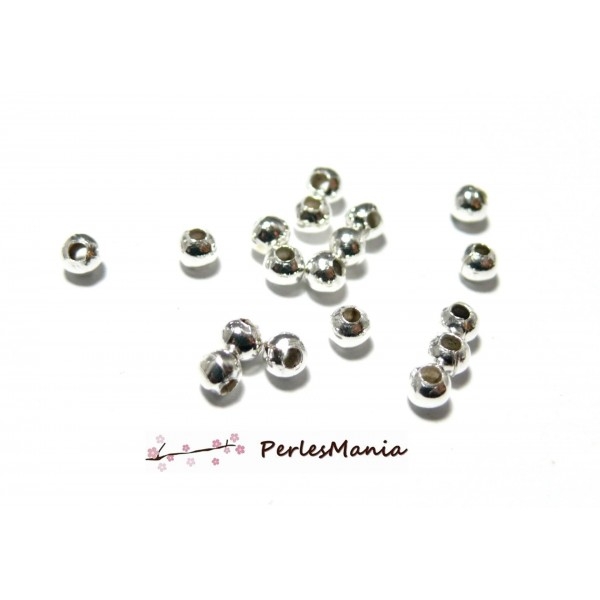50 perles METAL intercalaires rondes lisse 6mm ARGENT PLATINE, DIY - Photo n°1