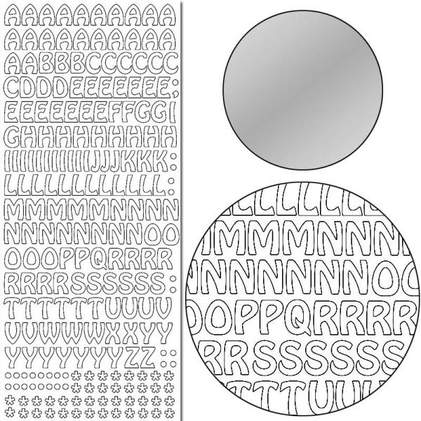 Stickers Peel off Alphabet fantaisie argent - Photo n°1