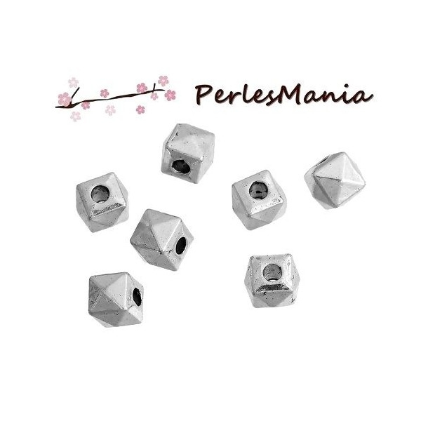 20 perles METAL intercalaires cube facetté 5mm ARGENT PLATINE ( S1181422 ) - Photo n°1