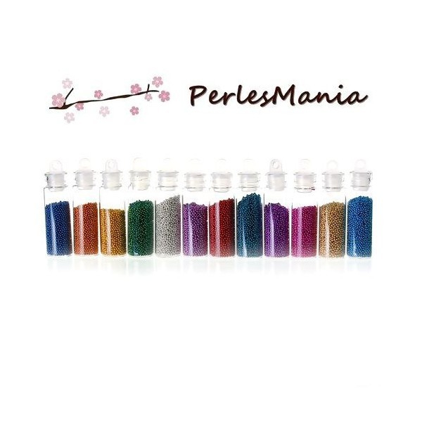 perlesmania.com 12 Mini Fioles Tube en Verre Contenant Micro Bille Caviar S1173372