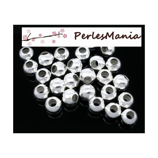 PAX 50 perles intercalaires passants 8mm ARGENT VIF S116313 - Photo n°1