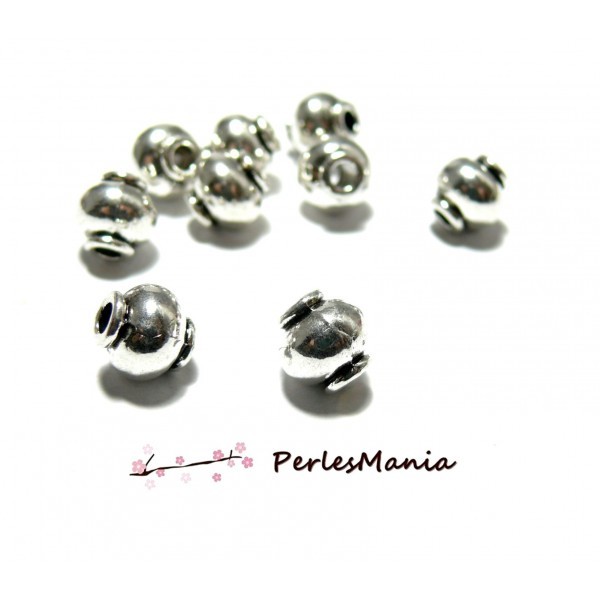 10 perles intercalaires passants Potiron 8.5mm ARGENT ANTIQUE H116031 - Photo n°1